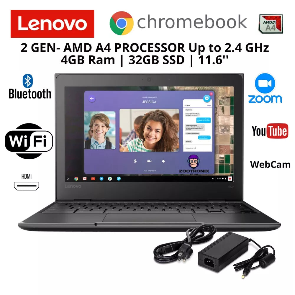 Lenovo Chromebook E100e 2nd Gen 11.6" | AMD A4 2.4 GHz | 4GB RAM | 32GB SSD